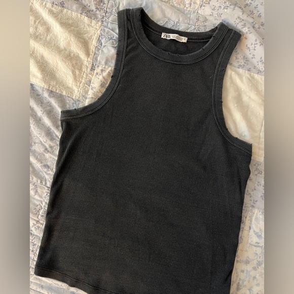 Vintage Effect Charcoal Black Tank Top - Picture 2 of 7